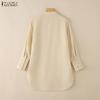 ZANZEA Women Casual Round Neck Solid Color Loose Long Sleeve Blouse