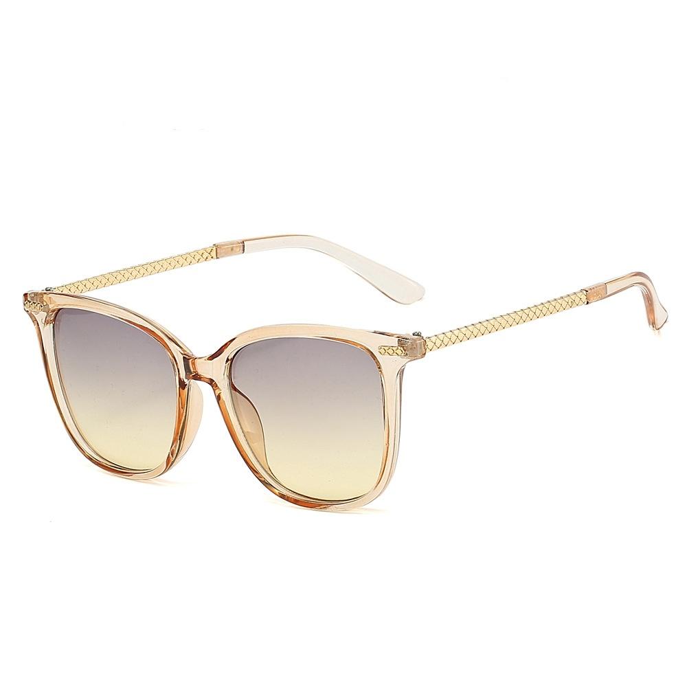 Luxury Retro Square Women Sunglasses Gradient Lens UV400 Protection Contrast Metal Temple Trendy Design