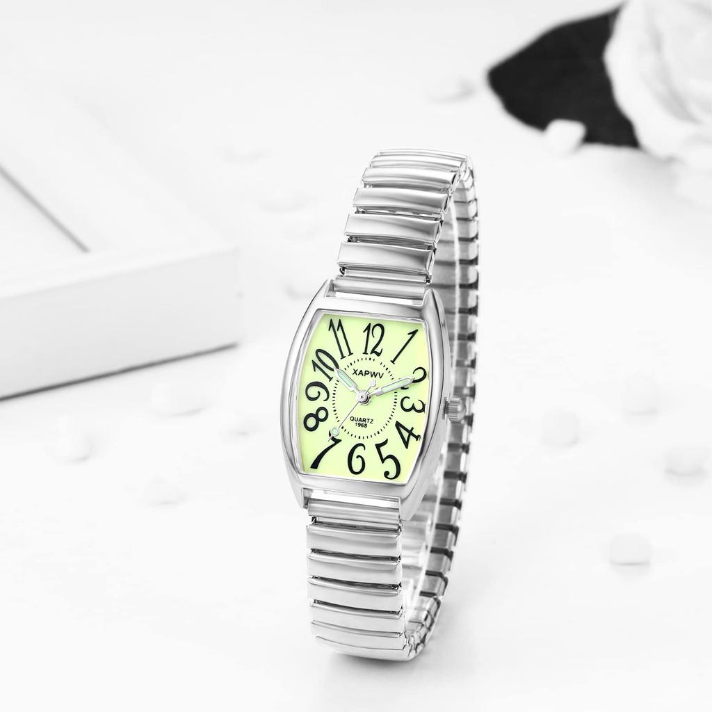 Stylish Watches with Luminous Analog Square Elastic Quartz and Fashionable Perfect for or Gifts for Boyfriend or Girlfriend Couple's Display, Shape,