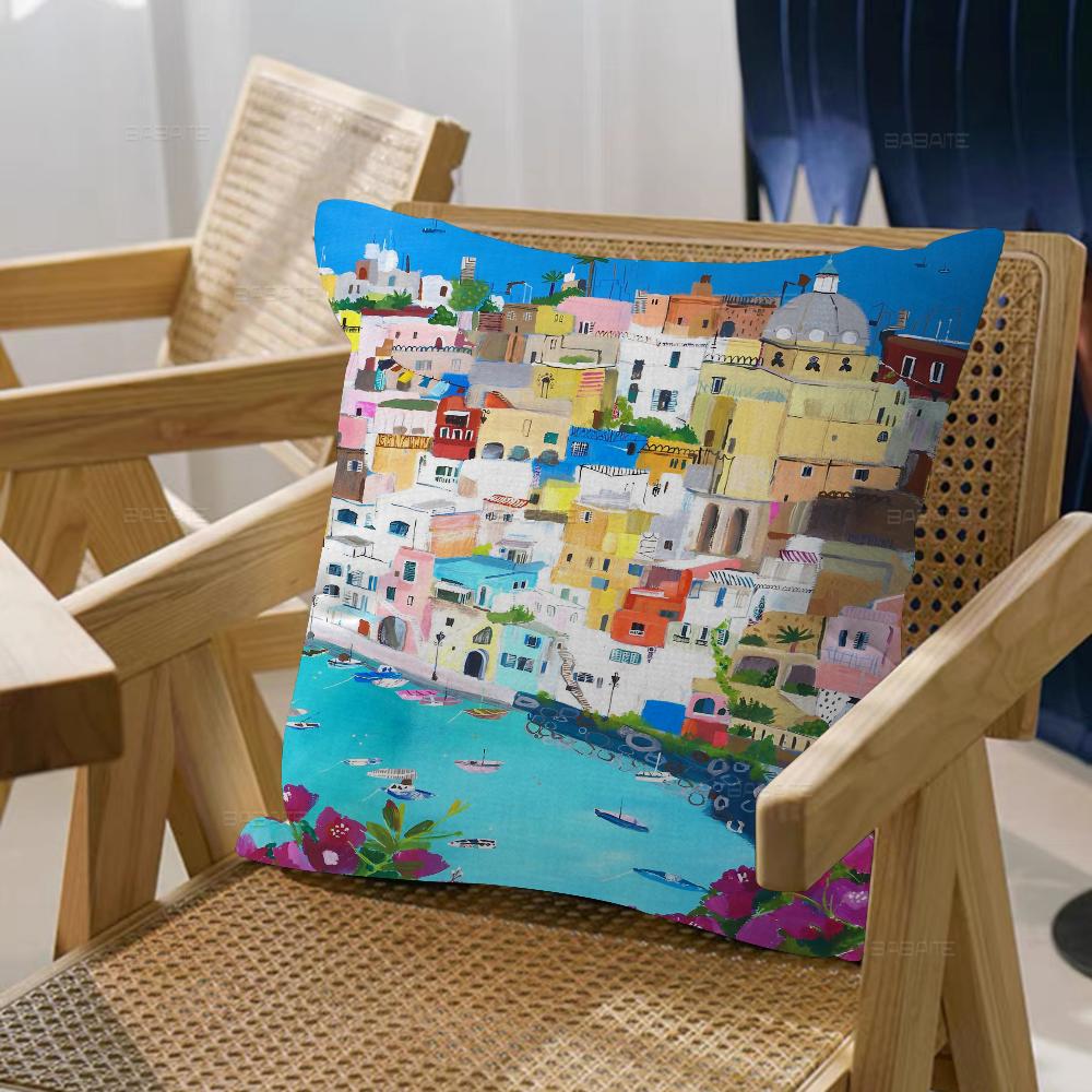 Španělsko Pobřeží Amalfi Krajina Povlaky na polštáře Domácí lůžkoviny Dekorativní povlak na polštář Svatba Super měkký povlak na polštář