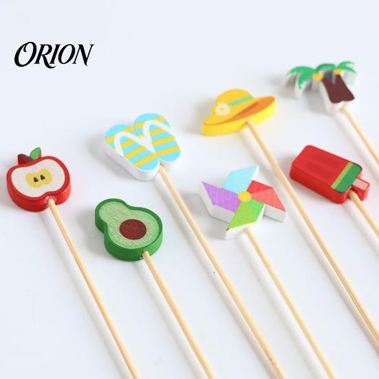 Natural Bamboo Skewers 100PCS Disposable Cocktails Picks, Stick, with Beach Fruits Picks Palm Trees Decoration, Fruit for Parties And Picnic