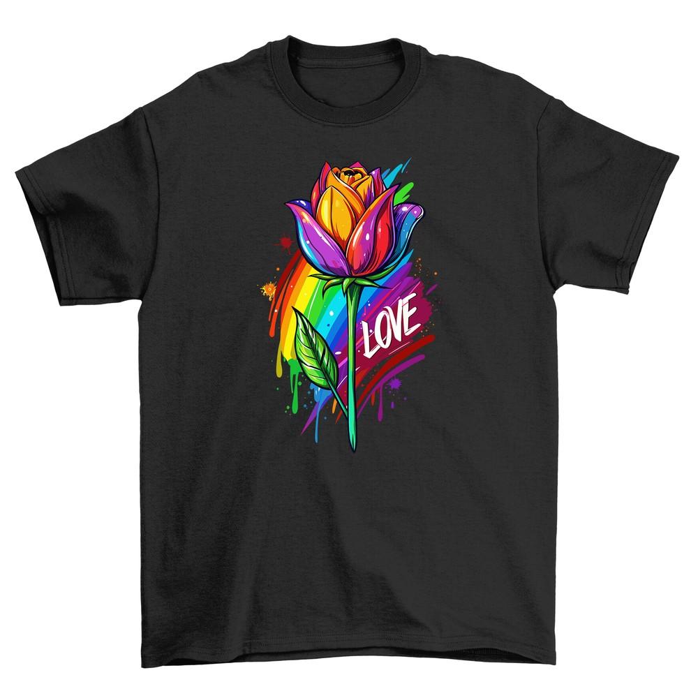 Pride_42 Rainbow Rose Tee - Funny and Colorful LGBTQ+ Pride Shirt. Wear your color