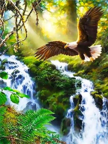 Square/round Diamond Painting Mosaic Waterfall Scenery Home Decor Diamond Embroidery Natural Mountain Landscape Picture