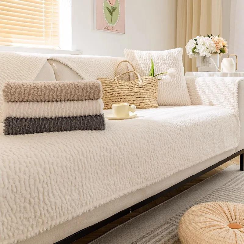 Thicken Plush Sofa Cushion Winter Warm Sofas Mat Towel Anti-slip Universal Couch Covers Pets Kid Soft Sofa Blanket Living Room