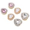 6Pcs Heart Rhinestone Button Covers Crystal Detachable Button Clips Decorative Clips Cufflink for Clothing