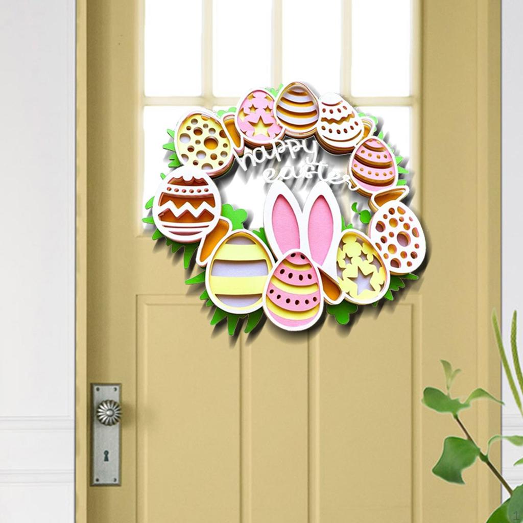 25x25cm Easter Garlands Accessorie Pendant Ornaments Decor Festive Bunny Colored Eggs for Window