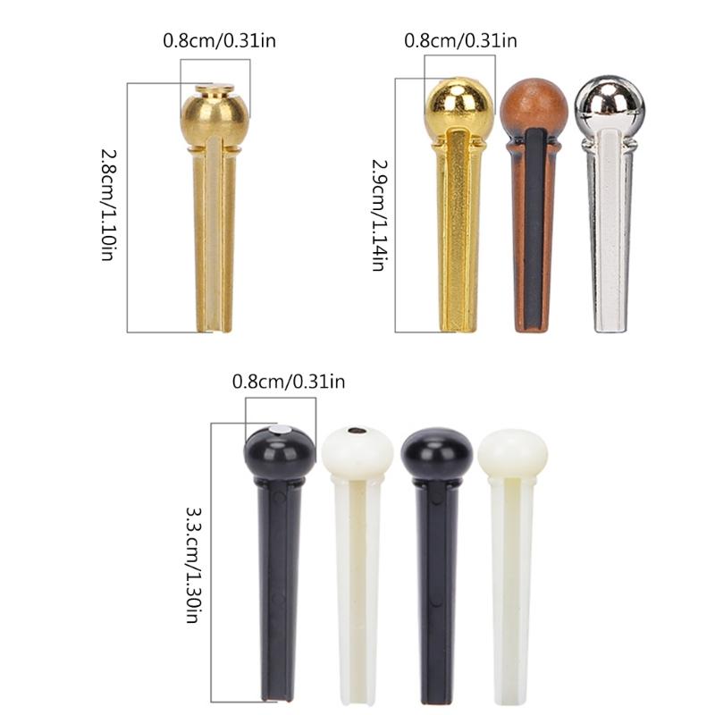 Acoustic Guitar Bridge Pins with Bridge Pin Puller Set Bass Guitar Bridge Pegs Stringed Instruments String Nail Remover