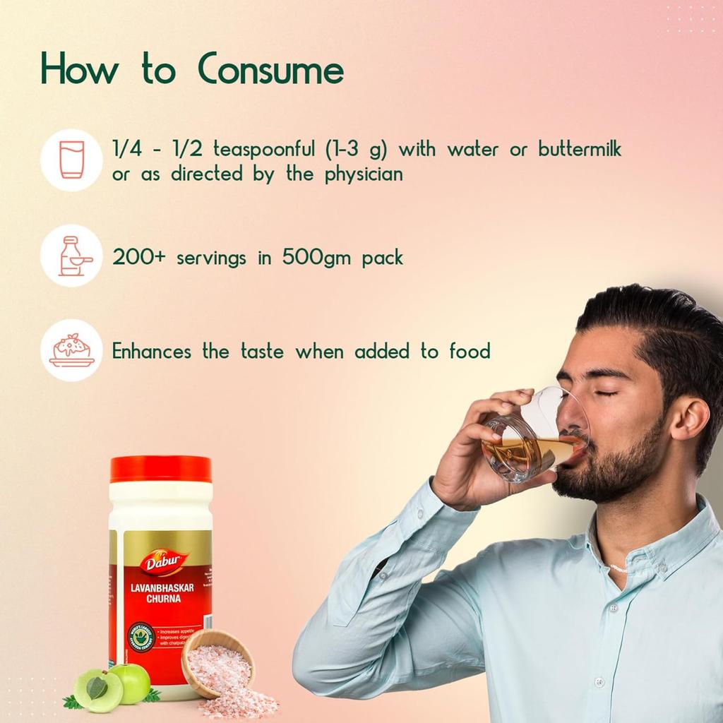 Dabur Lavan Bhaskar Churna 120g Powder | Supports Appetite, Digestion, Indigestion & Gas Relief | Traditional Ayurvedic Digestive Supplement