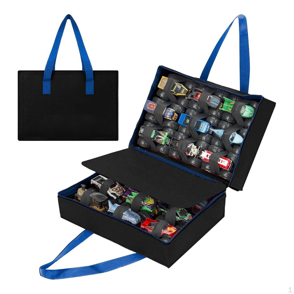 Toy Case Storage Bag with Zippers Carrier Lightweight Holds 18 Mini Toys Cars Gift Protection