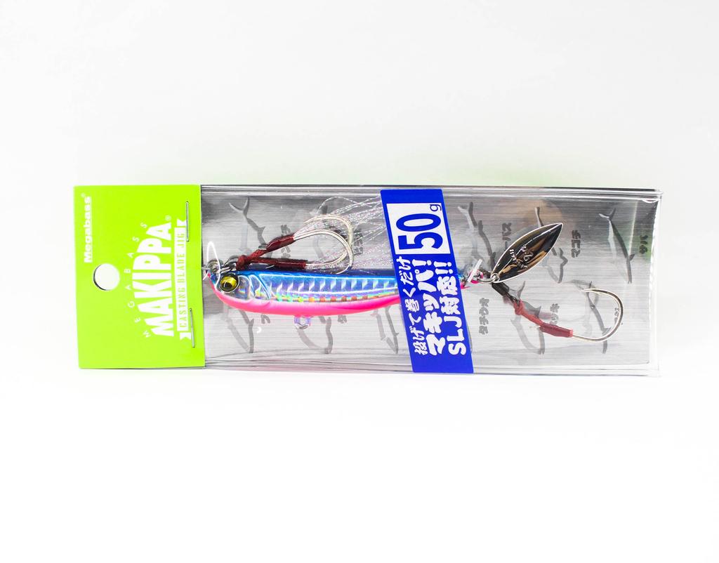 Megabass Metal Jig Makippa 50 grams Sinking Lure Blue Pink (0045)