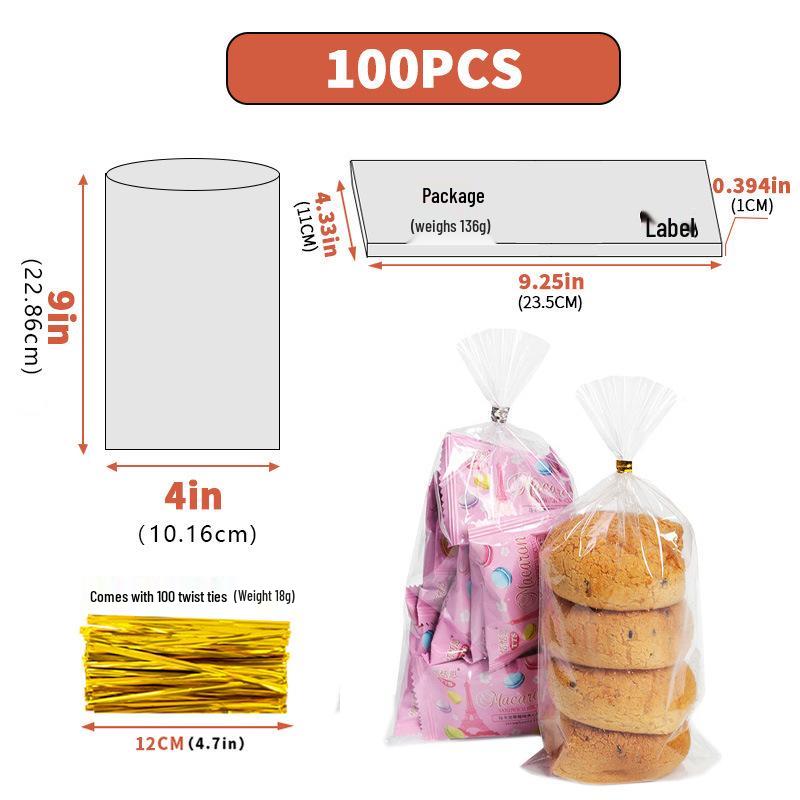 Clear Drawstring Packaging Bag for Cookies, Bread, Candy, and Baked Goods