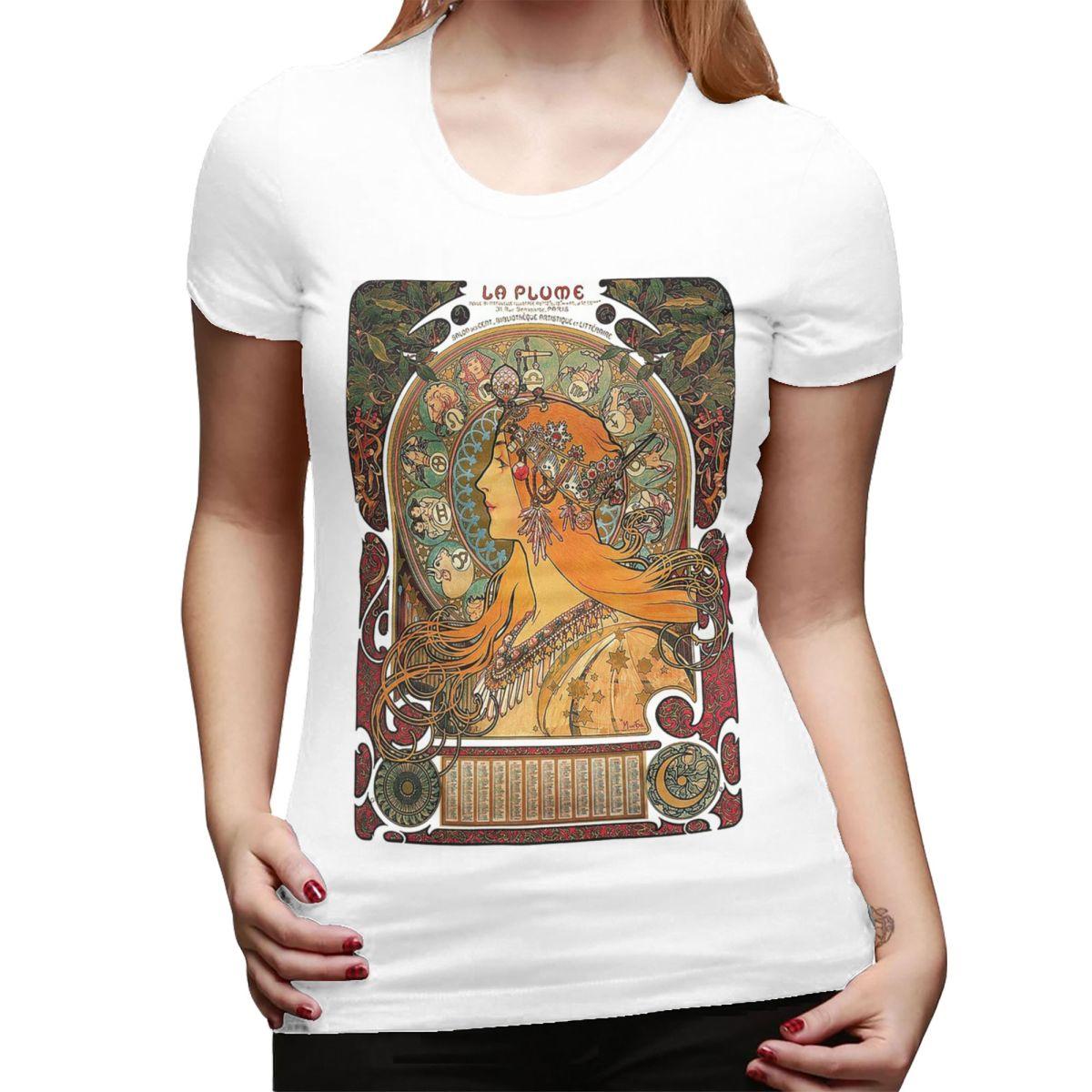 Zodiac Original Version By Alphonse Mucha 1896 ORIGINAL COLORS TShirt for Women Crew Neck T Shirts Womens Tees Short S