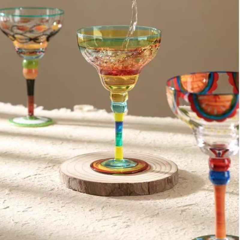 270ml Δημιουργικά Ποτήρια Κρασιού Margarita Χειροποίητα Πολύχρωμο Ποτήρι Κοκτέιλ Ευρώπη Ποτήρι Γοβάκι Ποτήρι Σαμπάνιας Δημιουργικό Ποτήρι Κρασιού Μπαρ