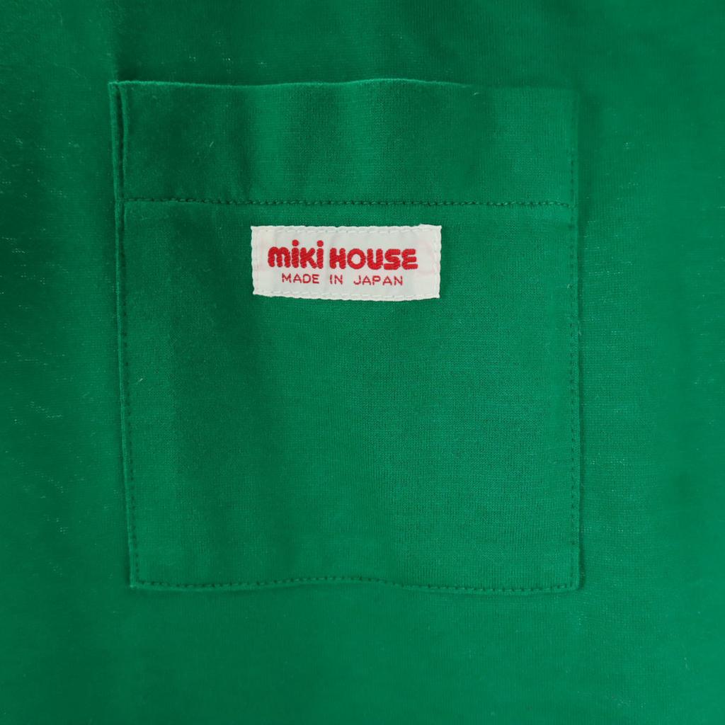 MIKIHOUSE Rückseitiges Logo Kurzarm Henry-Kragen T-Shirt M grün Herren Gebraucht