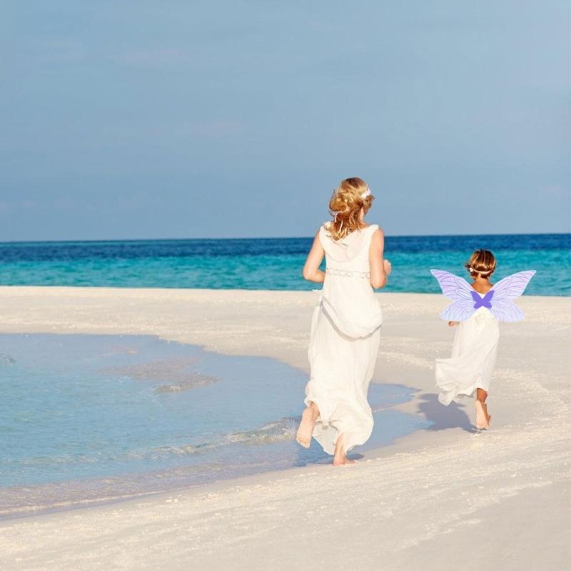 Butterfly Wing and Star Wand Set Cosplay Fairies Wing and Wand Butterfly Dress up Outfit for Girl Christmas Masquerades