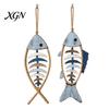 Corrosion Resistant Indoor Decor Wooden Fish Wall Hanging Pendant With/Without LED Light, Nautical Decor, Coastal Theme Fishbone Decorative