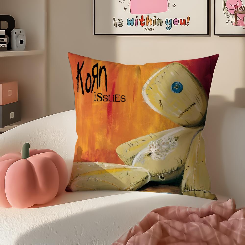 

Hot Metal American Band Album Kkorn Cushion Cover Pillowcase Short Plush Invisible zipper Room Sofa Cushion Cover 30X30cm