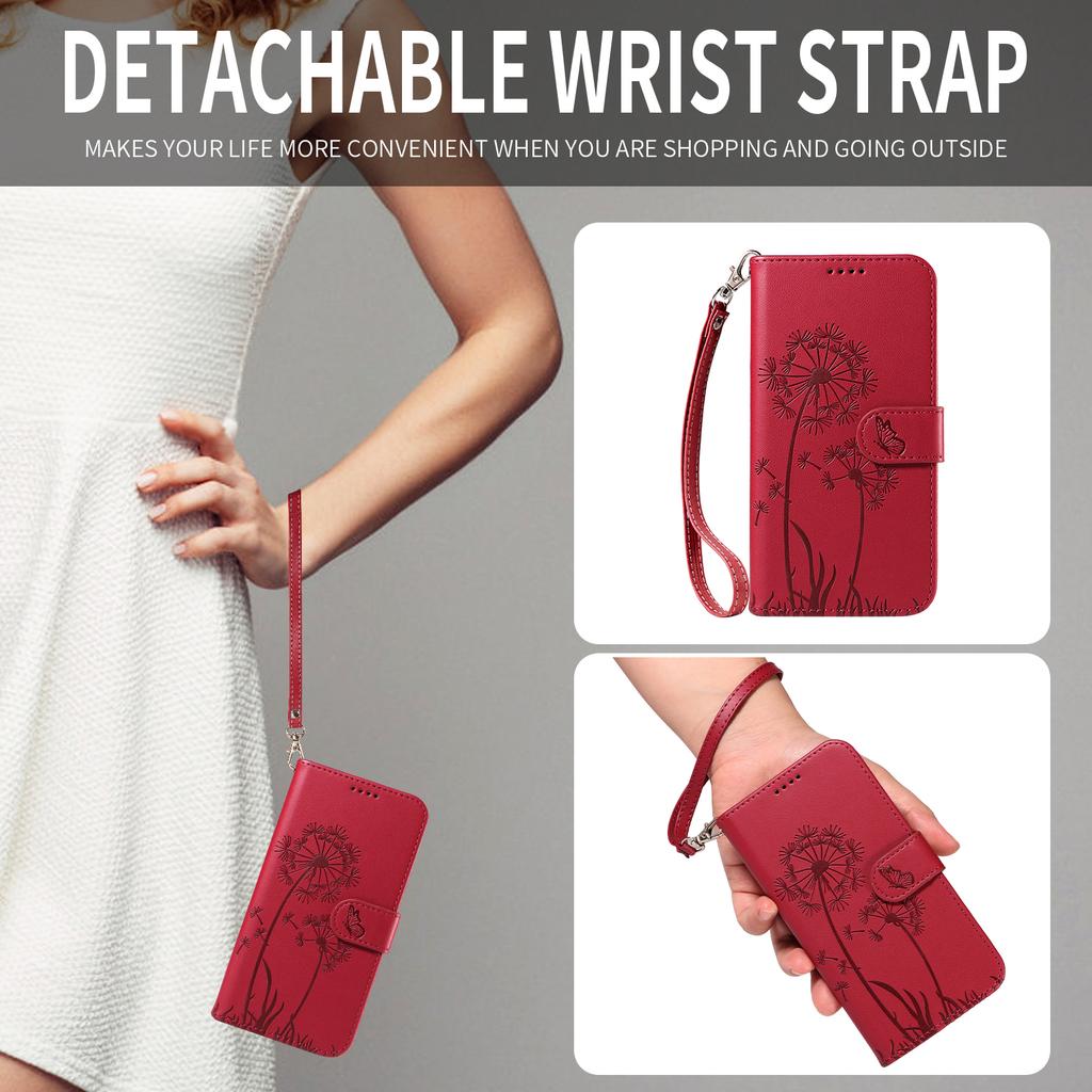 For Xiaomi Redmi Turbo 4 Pro 5G Leather Wallet Case with Strap Dandelion Imprint Phone Stand Cover