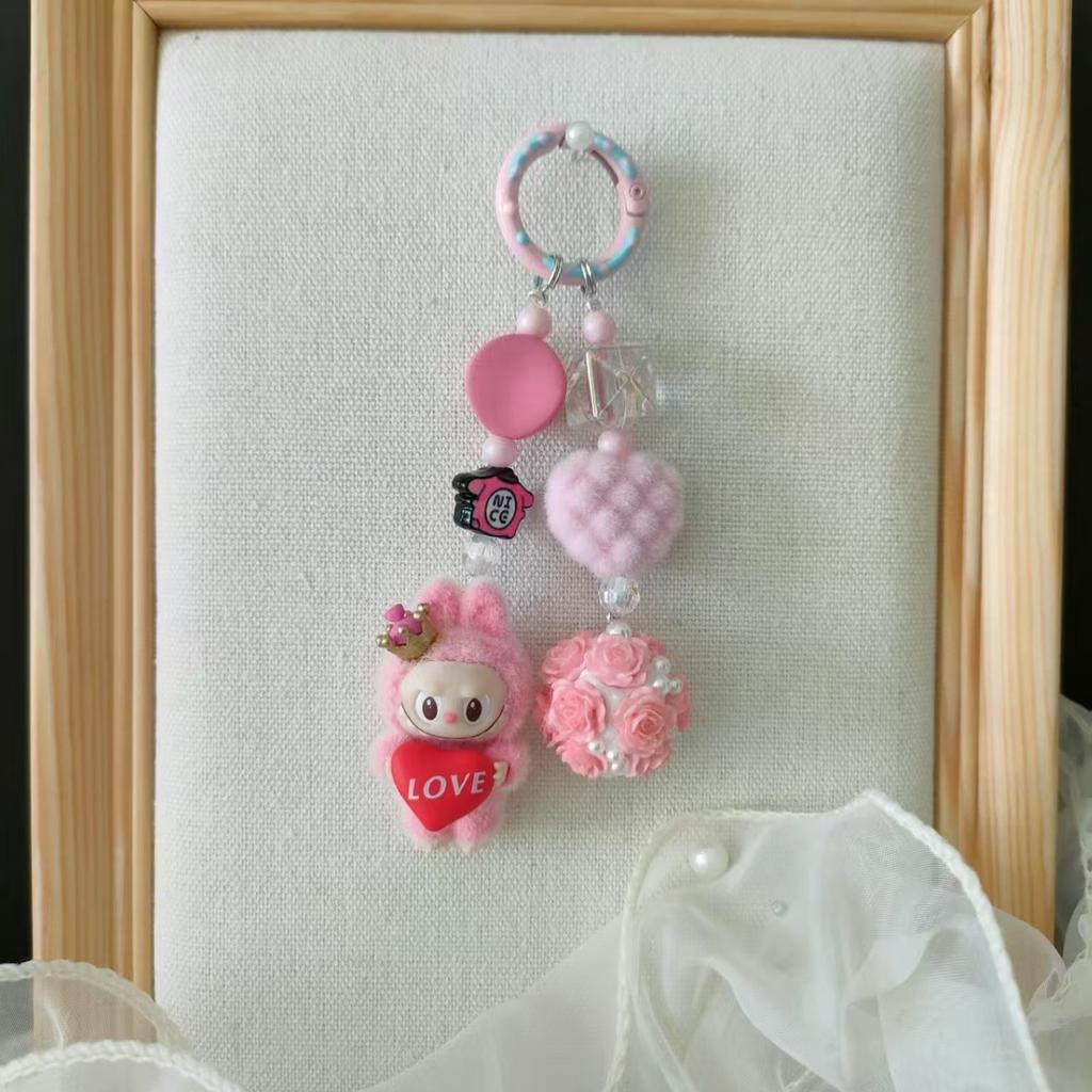 Cute Cute Love Handmade Beaded Keychain Mobile Phone Chain Pendant Bag Pendant Ins Wind