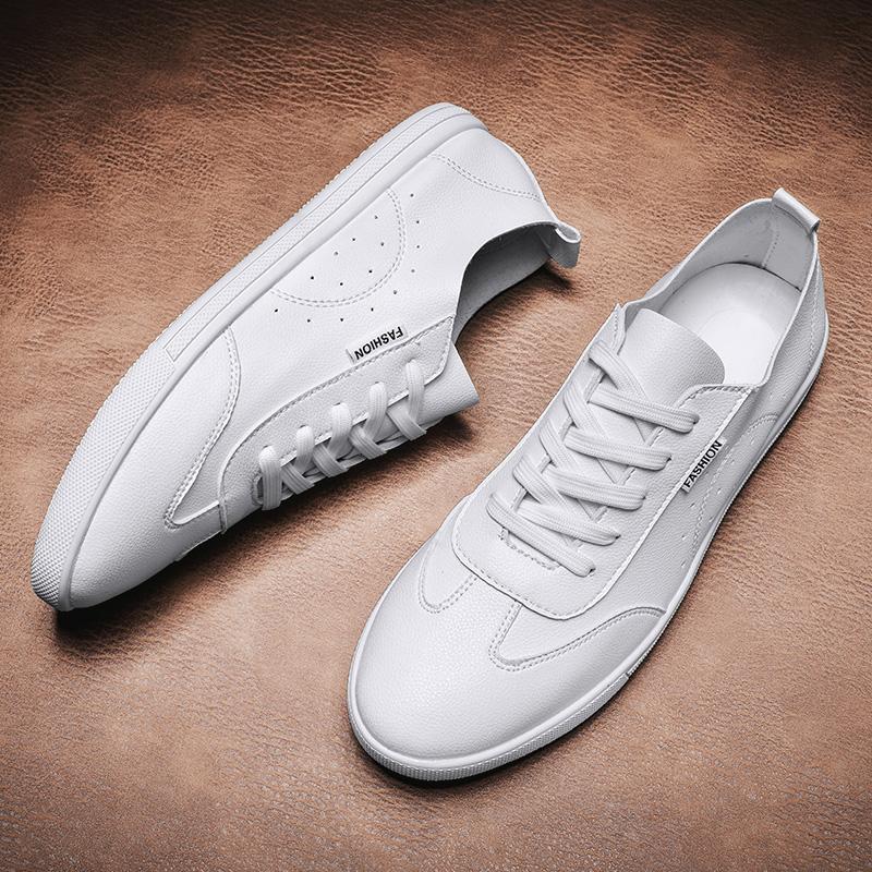 Classic Men's Leather Casual Lace Up Breathable Round Toe Shoes Lightweight Comfortable Young Men's Outdoor Walking Flats Shoes