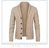 Suéter Cardigan Masculino Plus Size de Tricô com Tranças e Gola Lapela - Peça de Roupa Casual da Moda