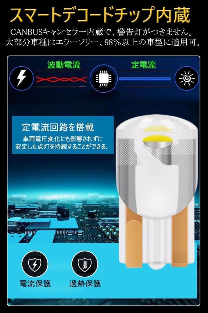 T10 LED Position Lamp, White, Explosive Light, T10 LED, Built-in Canceller, COB Chip, Omnidirectional