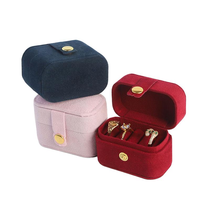 6.3*3.6*4.5cm Jewelry Storage Bag Travel Simple Leather Velvet Ring Necklace Earrings Storage Box Organizer Display Gift Box