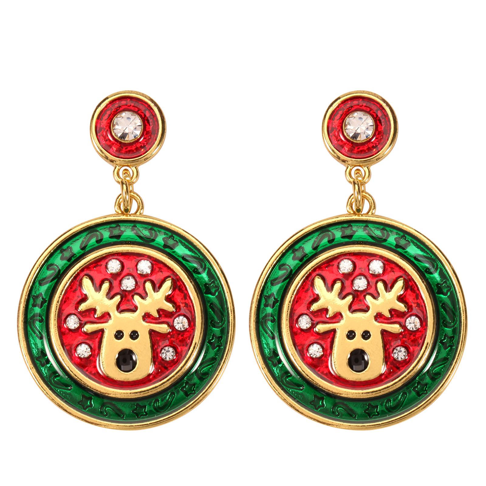 Праздничные рождественские серьги: Дизайны с оленьими рогами, листьями, снеговиком и звездой