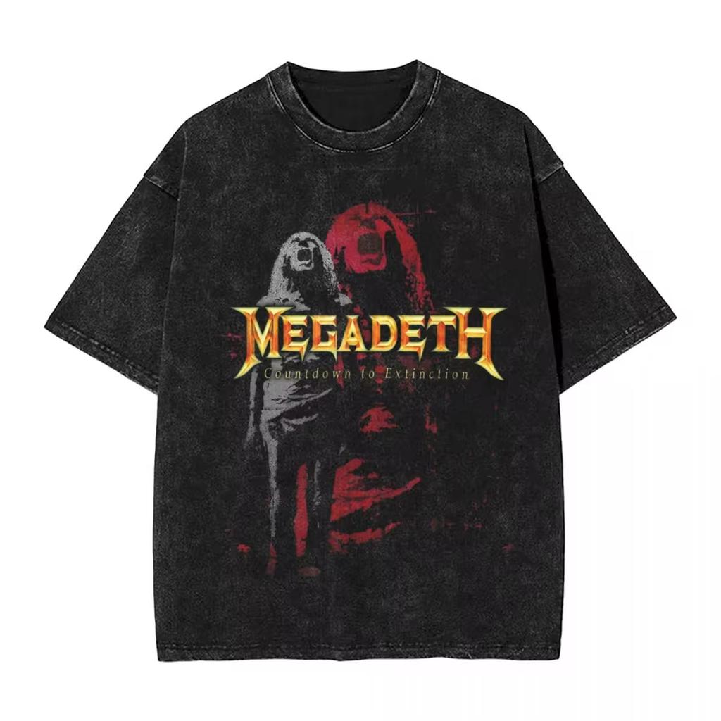 Rust In Peace Target Rock Washed T Shirts Streetwear Fashion T-Shirt Megadeths Tees Tops Men Women Graphic Printed