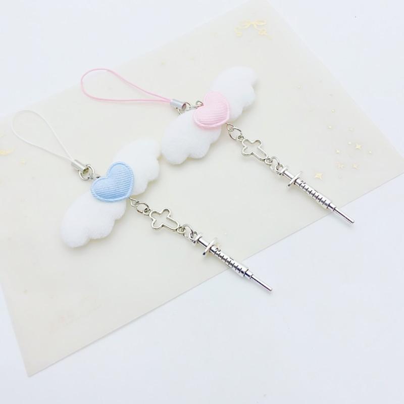 Lovely Angel Wing Pendant Phone Charm Stylish Keychain Accessory for Bag Wallet