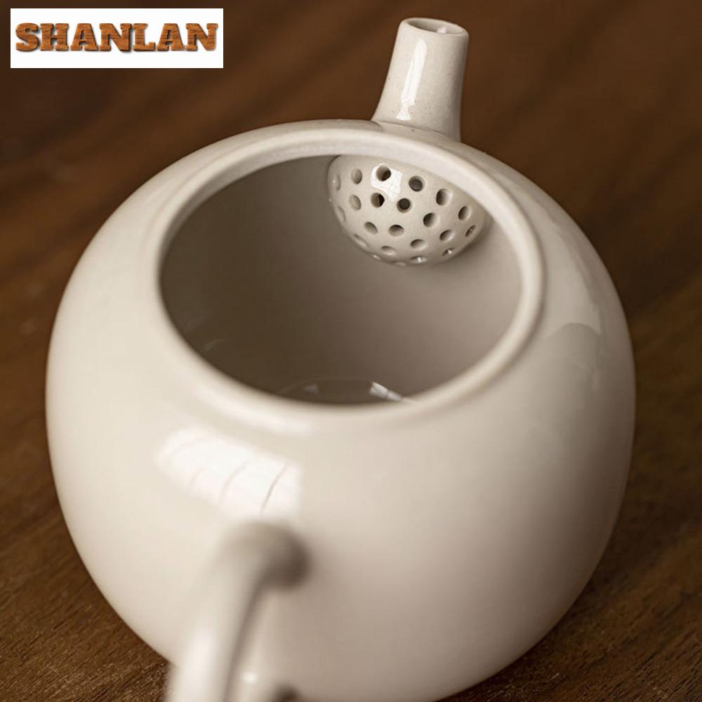 110ml Handmade Grass Wood Ash Porcelain Teapot Ancient Pot Tea Brewing Kettle with Infuser White Tea Tableware Supplies Craft