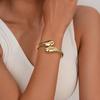Interlocking Ring Open Bangle - European & American Light Luxury Design for Women