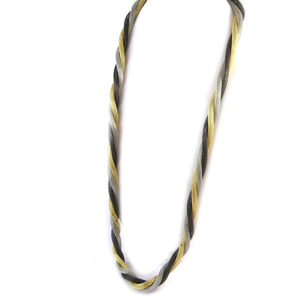 Les Trésors De Lily [N8148] - Long Necklace 'Kilimanjaro' Gold Silver Black