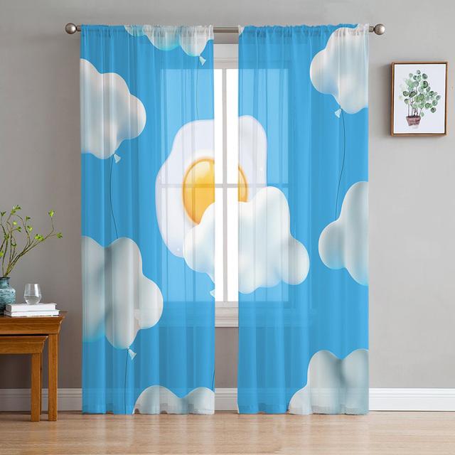 Cartoon Clouds And Stars Sheer Curtains Window Curtains For Living Room Bedroom Blinds Kids Room Home Decor