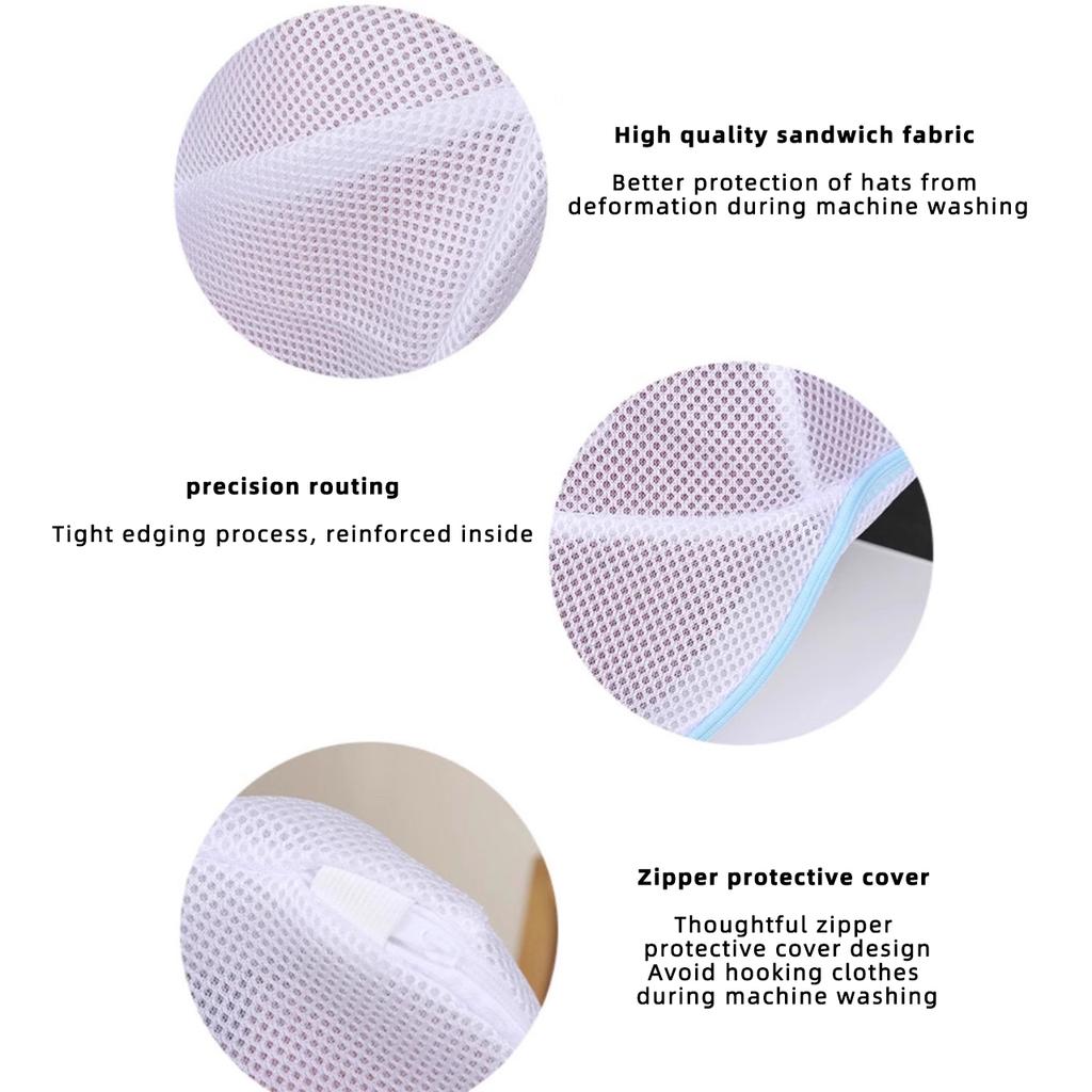 Washing Machine Hat Laundry Bag Cap Protector Washing Bag Anti-Deformation Hat Mesh Storage Organizer Zip Bags With Frame