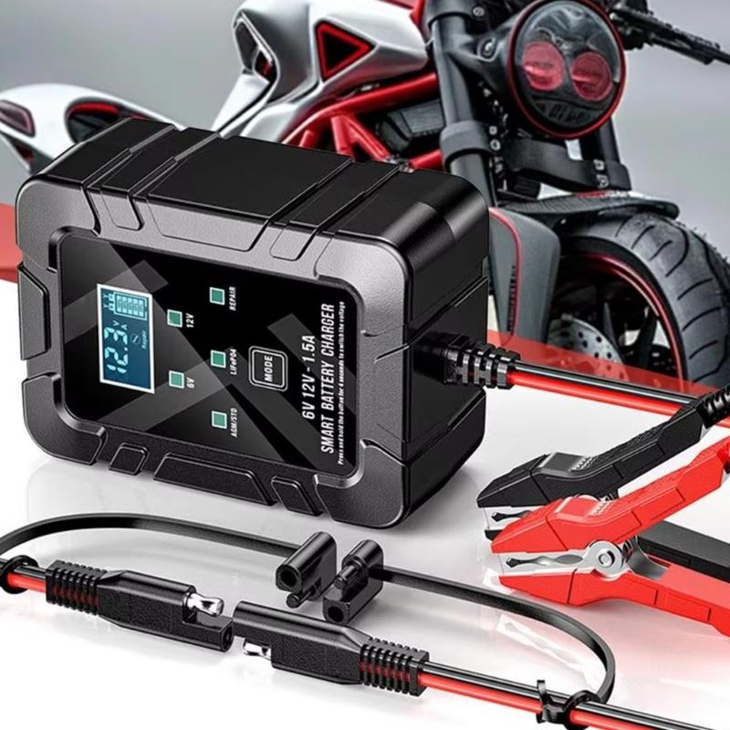 50-60Hz Automatic 6V 12V 1.5A Battery Maintainer Overload Protection Suitable for Car Motorcycles RVs with Fast Charging