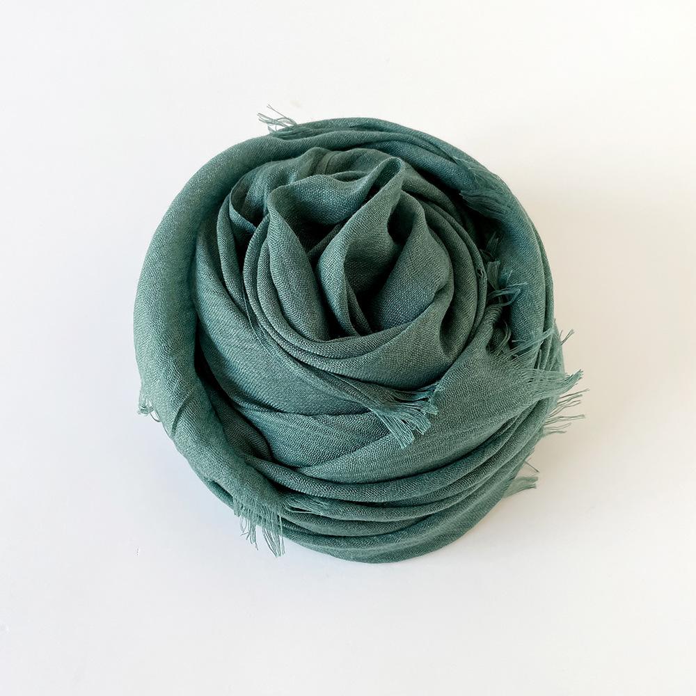 Solid Color Scarf Cotton and Linen Shawl Yarn Women's Summer Sunscreen Headscarf Retro Yarn Lengthened