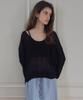 CITTA Sheer Deep V-Neck Knit_Ctk272(Black)