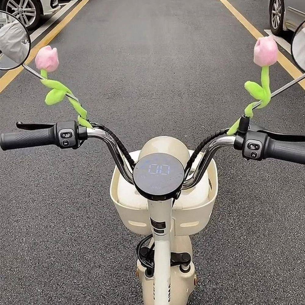 Plush Car Rearview Mirror Pendant Twisting Flower Electric Vehical Ornaments Accessories