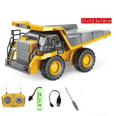 RC Dump Truck Toy for Kids, Remote Control Construction Toys Vehicle with Metal Bed and Light/Music, Birthday Gifts Ideas for Boys