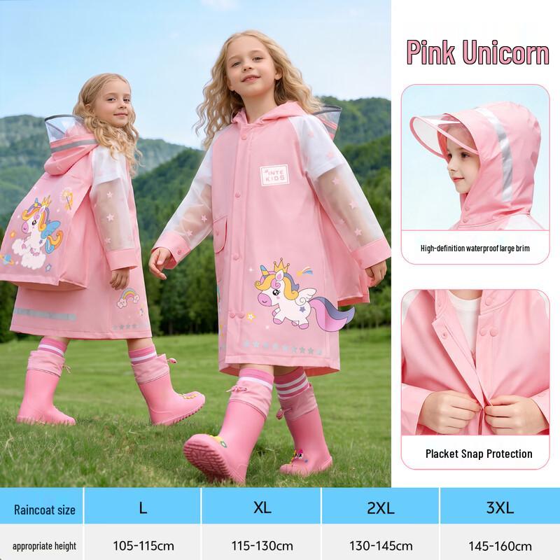 Children's Waterproof School Raincoat with Backpack Compartment