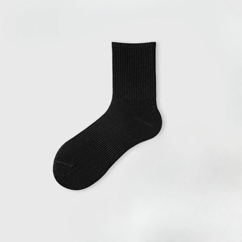 Men's Spring and Autumn Business Leisure Pure Cotton Pure Color Antibacterial Waist Breathable Deodorant Long Socks