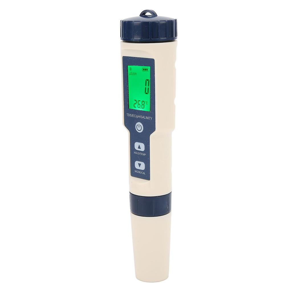 Water Quality Tester - 5 in 1 PH/EC/TDS/SALT/TEMP Test Pen with Backlight