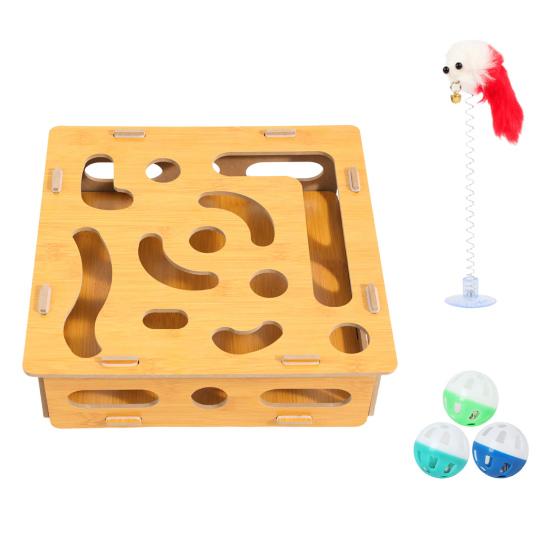 Cat Scratch Puzzle Box Cat Nail File Enrichment Box Interactive Self-Play Maze Box Scratcher for Indoor Cats Mental Stimulation