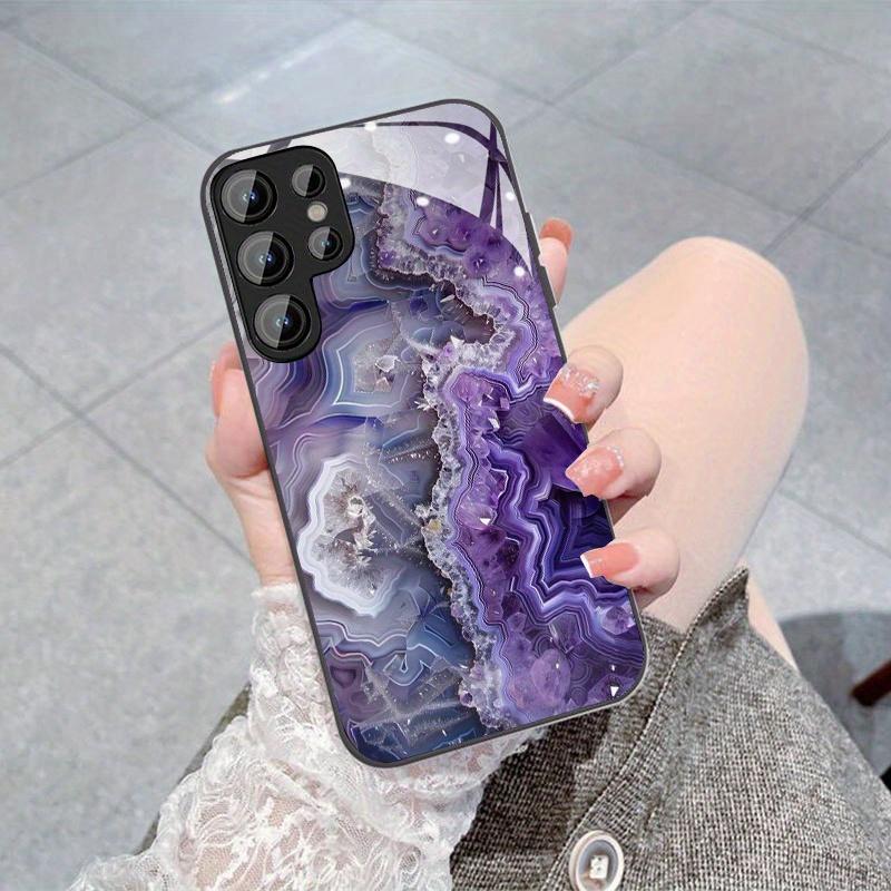 Fantasy Purple Pattern Glass Phone Case Suitable for Samsung Galaxy S26 S25 S24 S23 S22 S20 FE Ultra Plus Anti Drop Back Cover