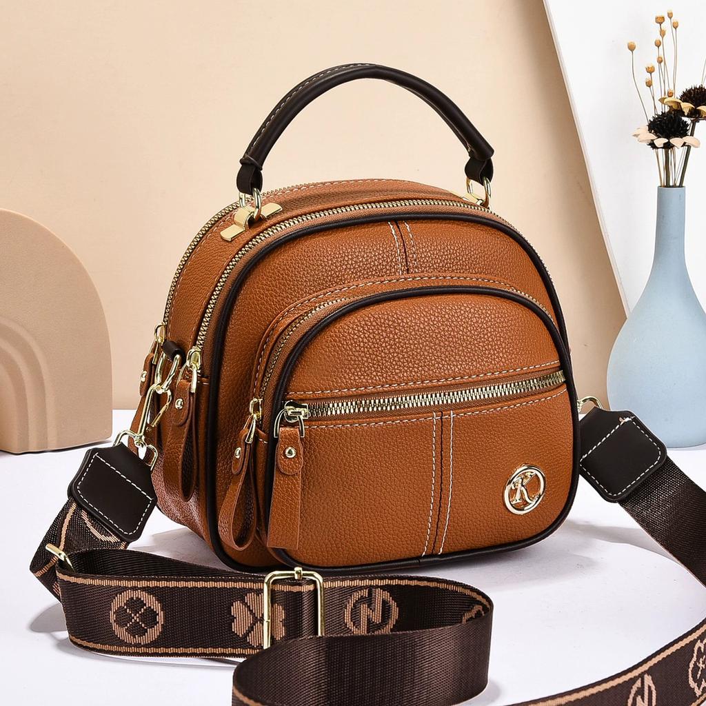 Three-Layer Soft Leather Crossbody Bag, Large Capacity Versatile Casual Fashion Shoulder Handbag
