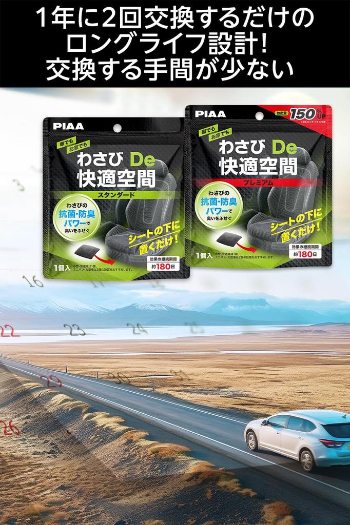 PIAA Antibacterial and Deodorizing Comfortable Space Air 1 Standard (PIAA) Wasabi-flavored Freshener, piece, KK-WS3