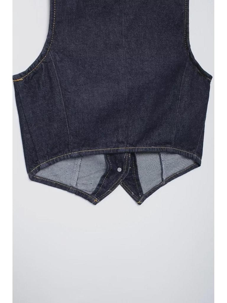 Women's European & American Style Sleeveless Denim Vest and Wide-Leg Pants Set