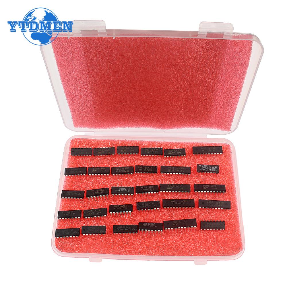 30pcs/box Logic IC Integrated Circuit 74HC Series Assortment Kit 74HC595 74HC573 74HC393 74HC00 74HC30 DIP Register Chip Driver