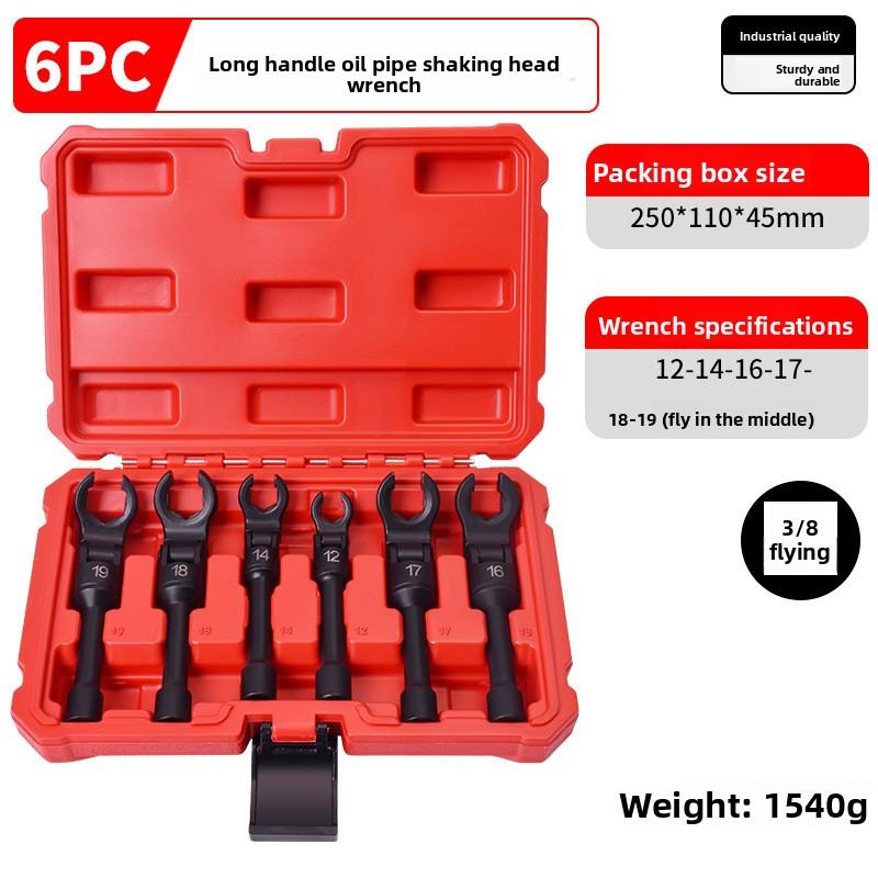 

Professional Ratcheting Wrench Set Flexible Head Adjustable Spanners for Plumbing Automotive Repair Tool 6pcs Set 3/8 Interface